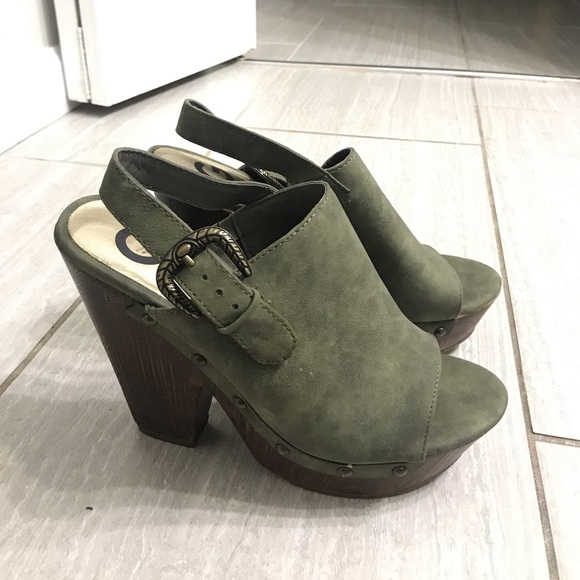 G by Guess Shoes - GUESS velvet green heels